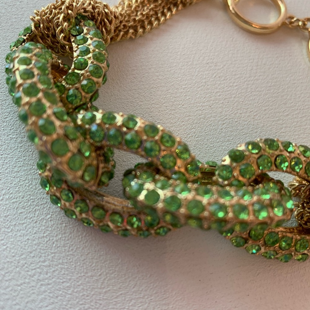 Rhinestone Green Sparkly Statement Bracelet